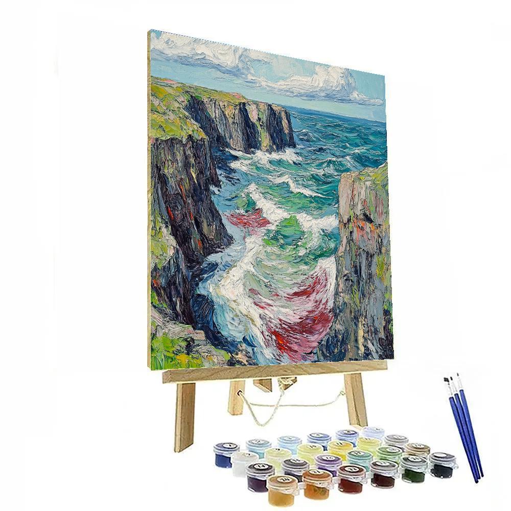 Edvard Munch Inspired Storm Surge On Weathered Coast painting number kit