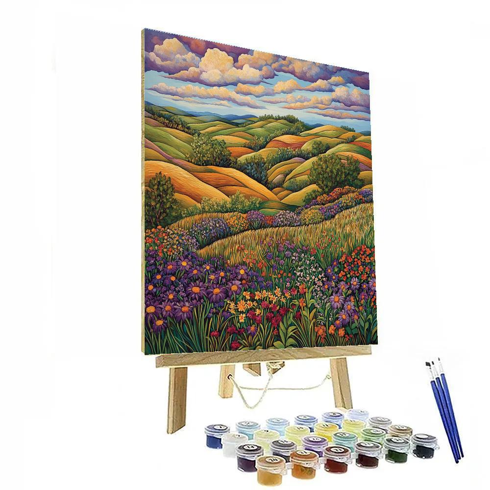 J. E. H. MacDonald Inspired Rhythmic Meadow And Cloud Study paint by number