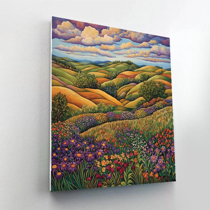 J. E. H. MacDonald Inspired Rhythmic Meadow And Cloud Study paint by number
