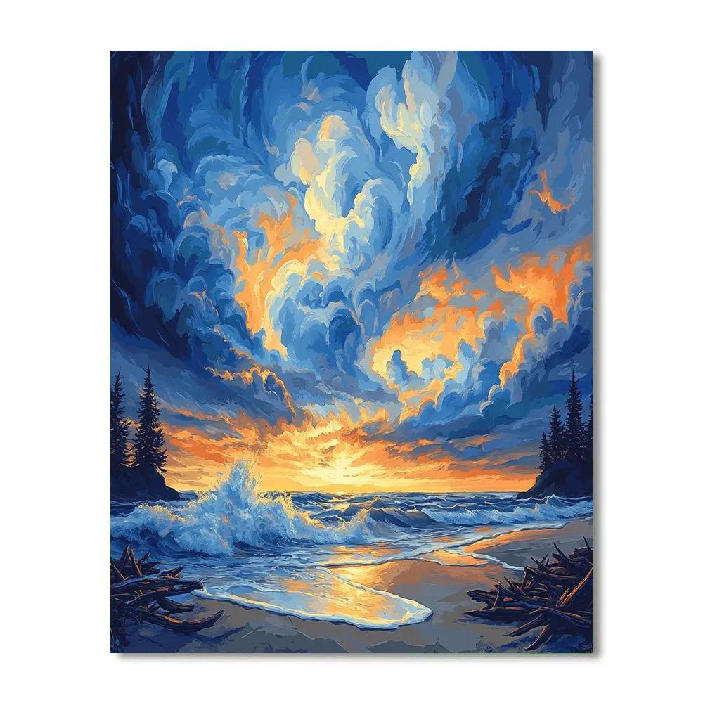 Emily Carr Inspired Coastal Wilderness With Churning Skies Paint by numbers kits