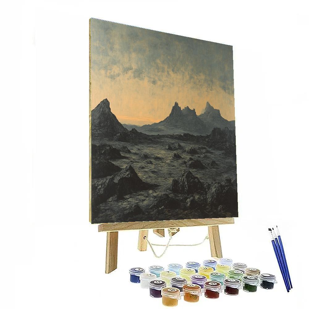 Francisco Goya Inspired Weathered Rocks Beneath Pale Horizon Glow DIY paint by numbers