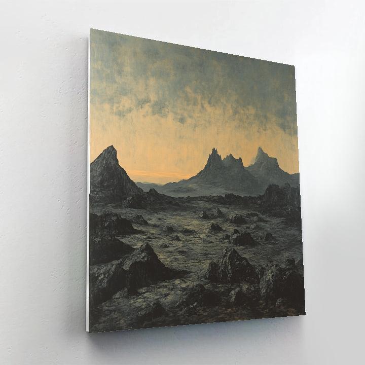 Francisco Goya Inspired Weathered Rocks Beneath Pale Horizon Glow DIY paint by numbers
