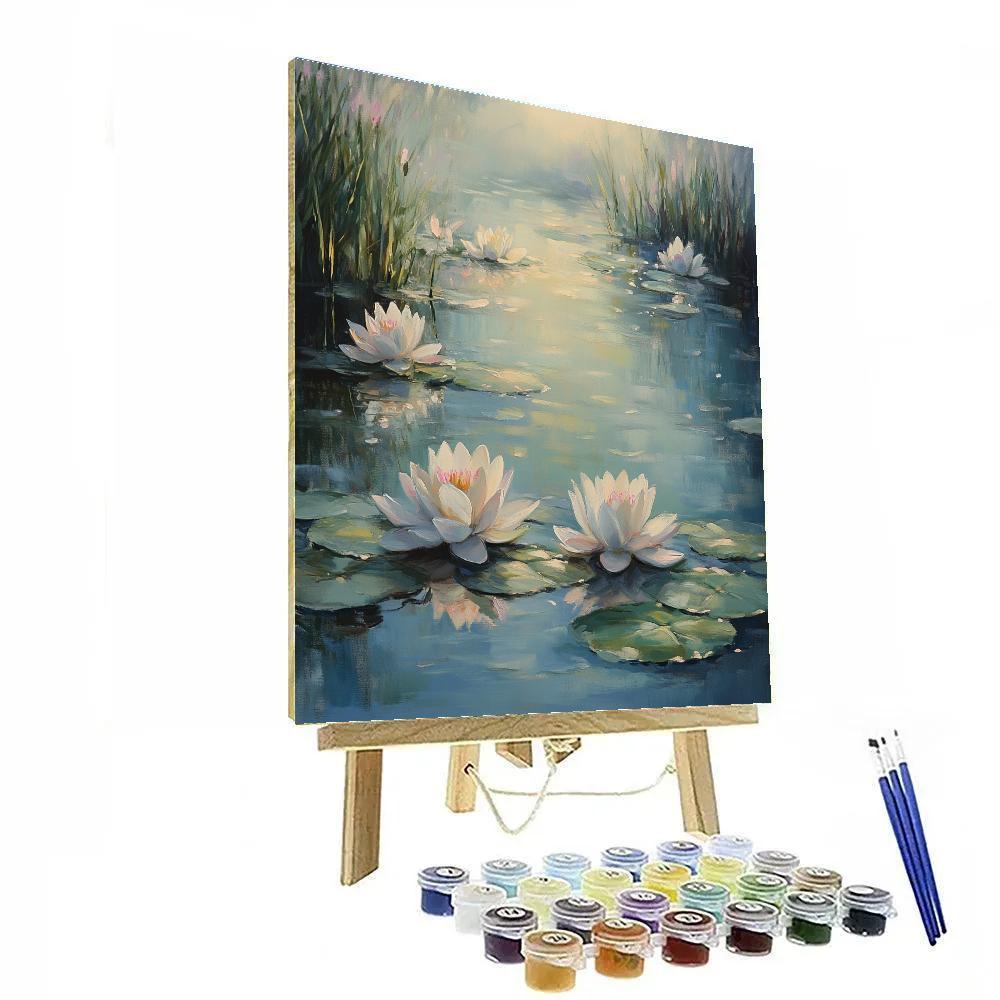 Claude Monet Inspired Misty Waterlilies Reflection Number painting