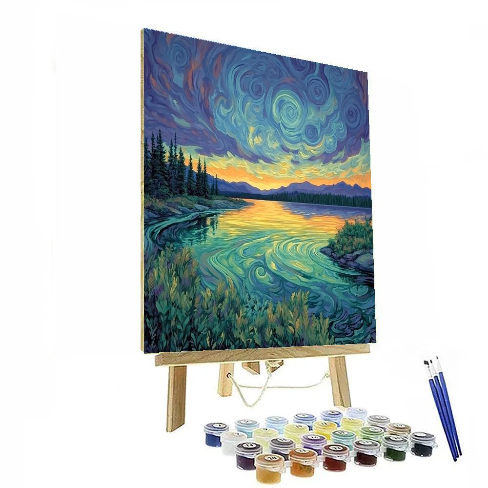 Frederick Varley Inspired Twilight Over Whispering Northern Lakes DIY paint by numbers