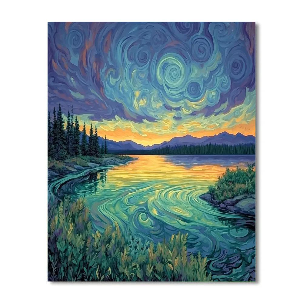 Frederick Varley Inspired Twilight Over Whispering Northern Lakes DIY paint by numbers
