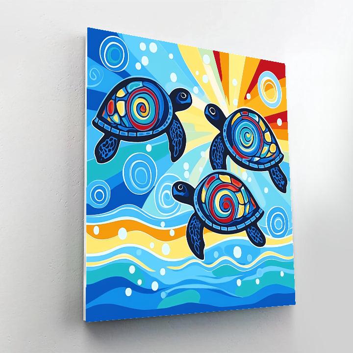 Norval Morrisseau Inspired Spirit Turtles Of The Deep Current paint by numbers