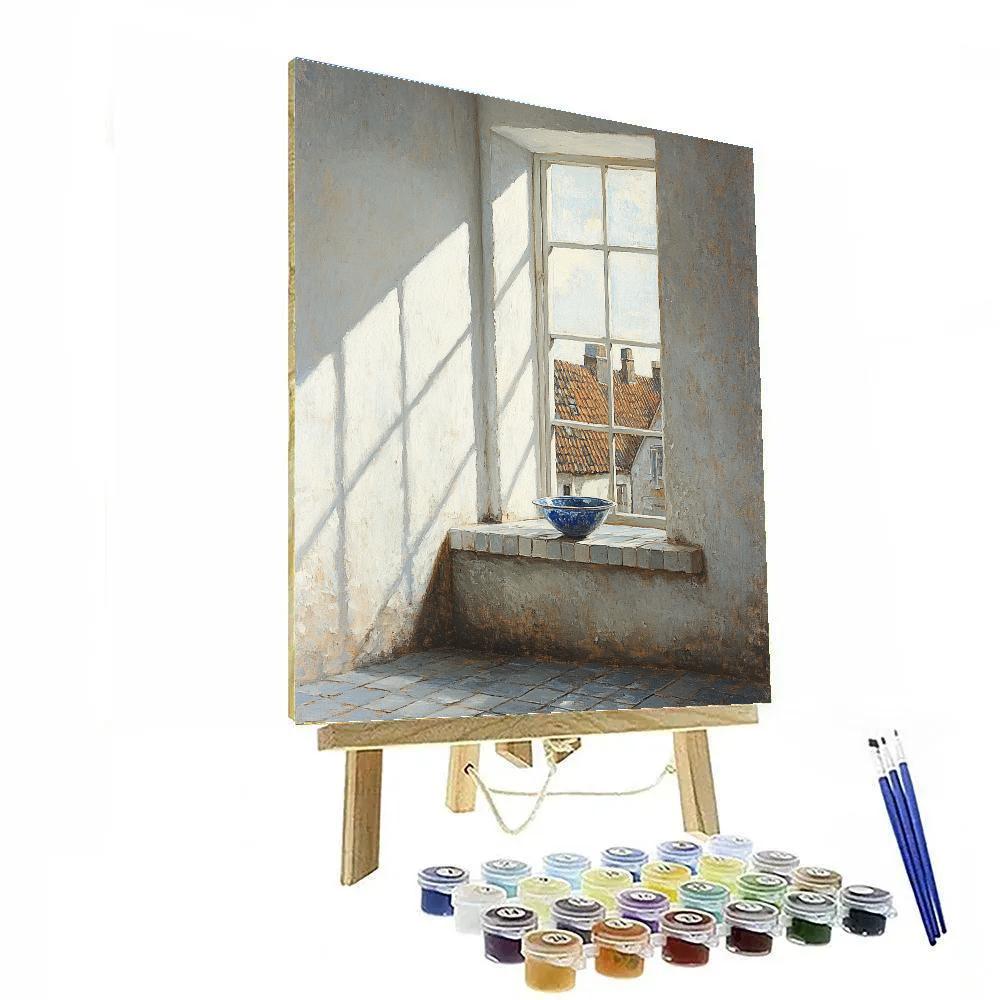 Johannes Vermeer Inspired Sunlit Delft Window With Lapis Reflection DIY paint by numbers