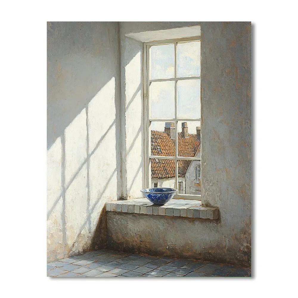 Johannes Vermeer Inspired Sunlit Delft Window With Lapis Reflection DIY paint by numbers