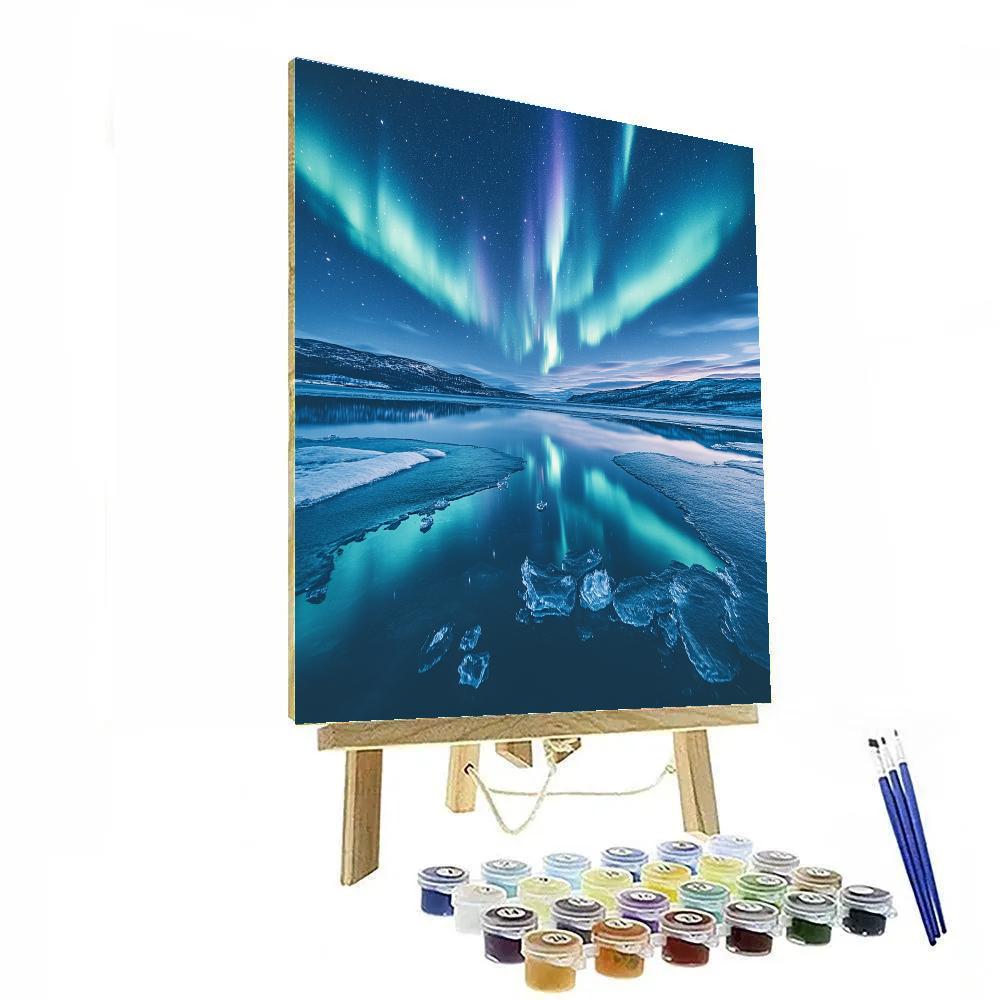 Lawren Harris Inspired Still Northern Lake With Aurora DIY paint by numbers