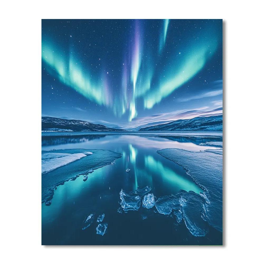 Lawren Harris Inspired Still Northern Lake With Aurora DIY paint by numbers