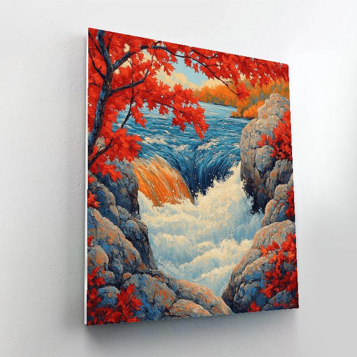 A.Y. Jackson Inspired Vibrant Autumn Rapids Paint by numbers art