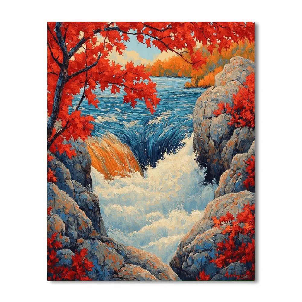 A.Y. Jackson Inspired Vibrant Autumn Rapids Paint by numbers art