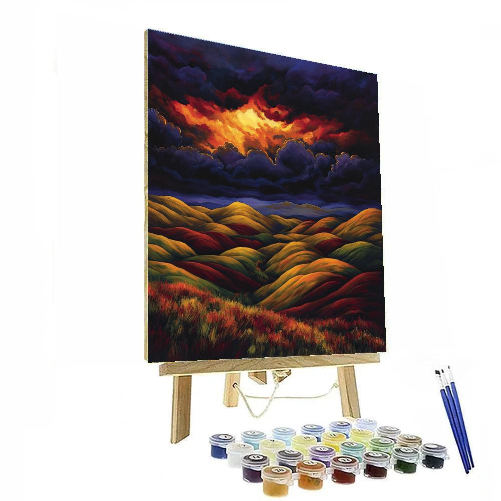 Frederick Varley Inspired Storm Churning Over Autumnal Windswept Hills painting number kit