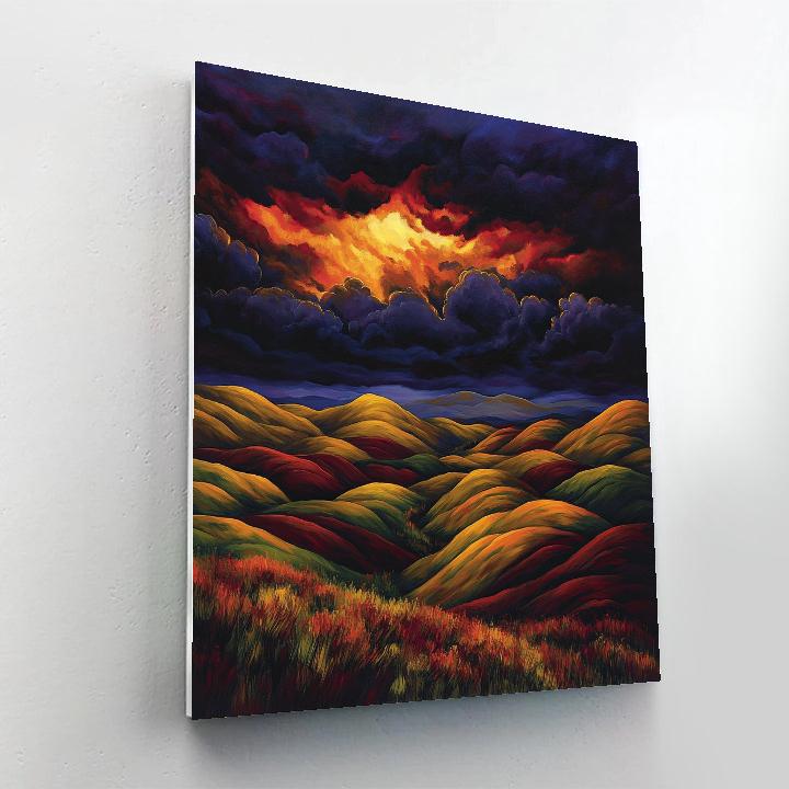 Frederick Varley Inspired Storm Churning Over Autumnal Windswept Hills painting number kit