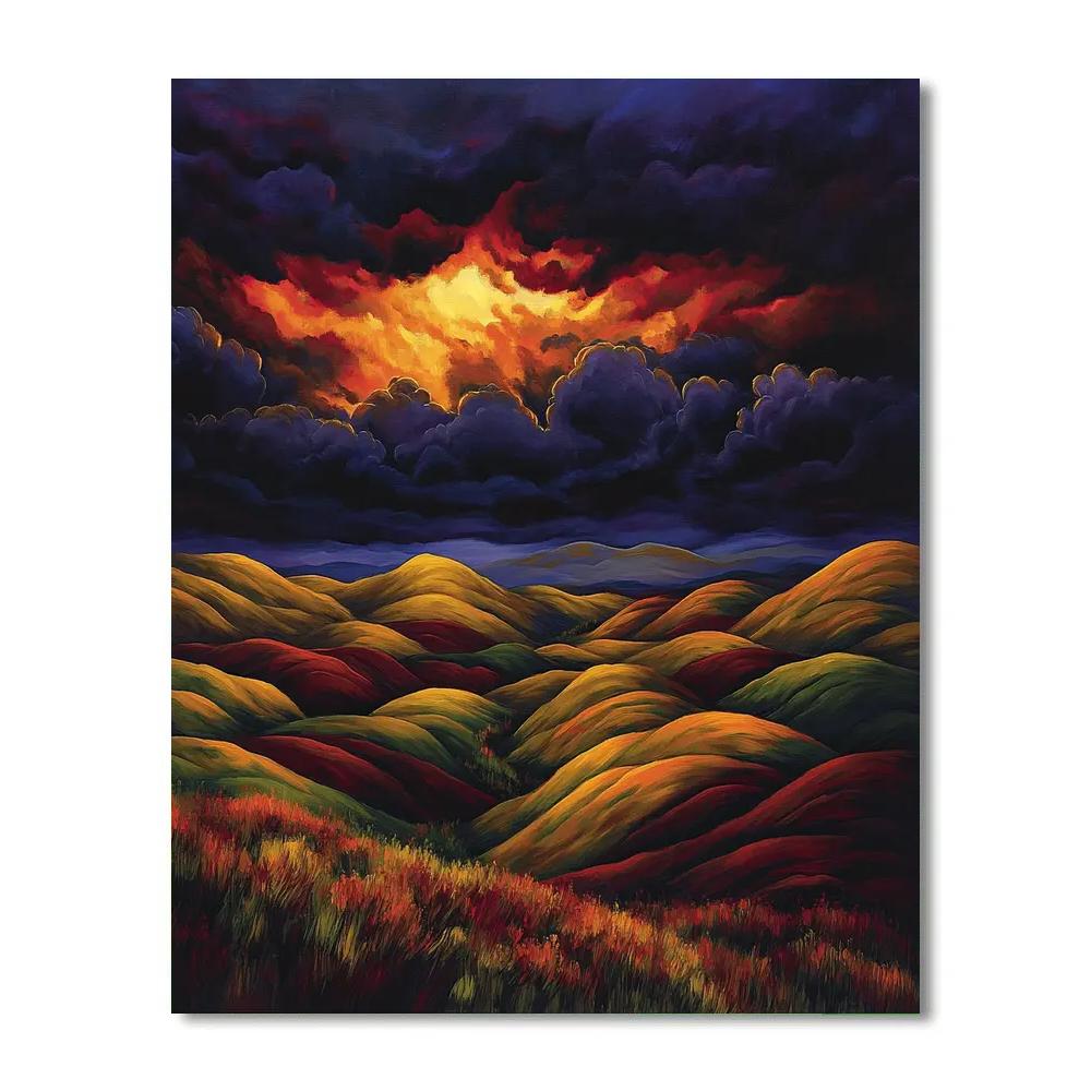 Frederick Varley Inspired Storm Churning Over Autumnal Windswept Hills painting number kit