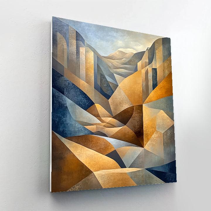 Pablo Picasso Inspired Cubist Landscape In Ochre Planes paint by numbers