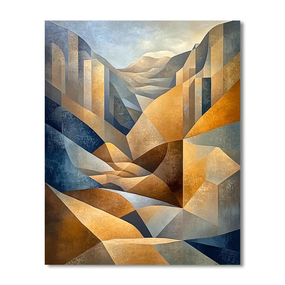 Pablo Picasso Inspired Cubist Landscape In Ochre Planes paint by numbers