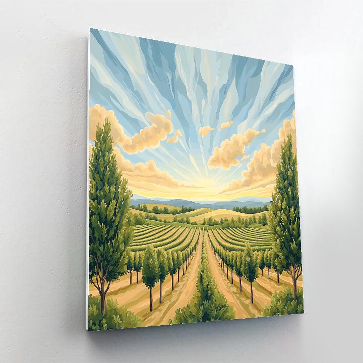 Raphael Inspired Serene Horizon With Symmetrical Trees paint by number