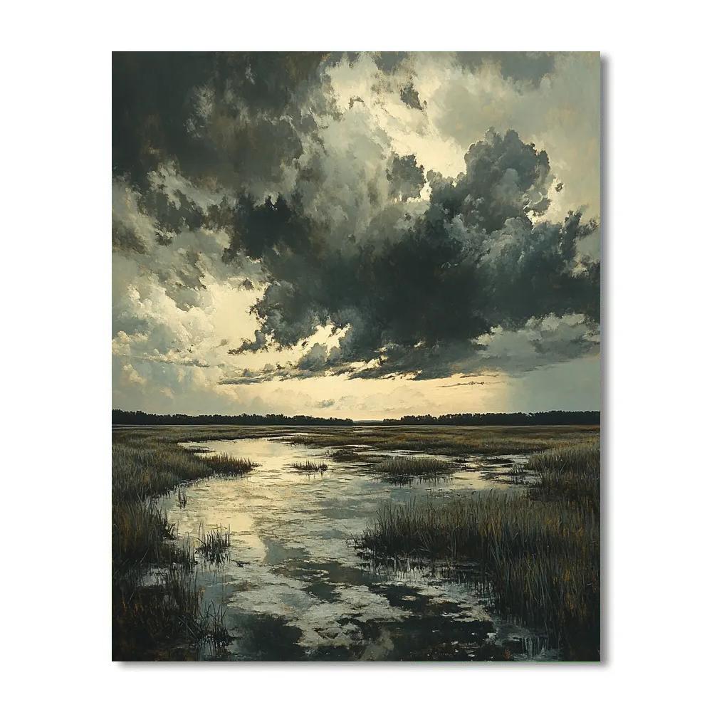 Rembrandt Inspired Storm Over The Silent Marsh DIY paint by numbers