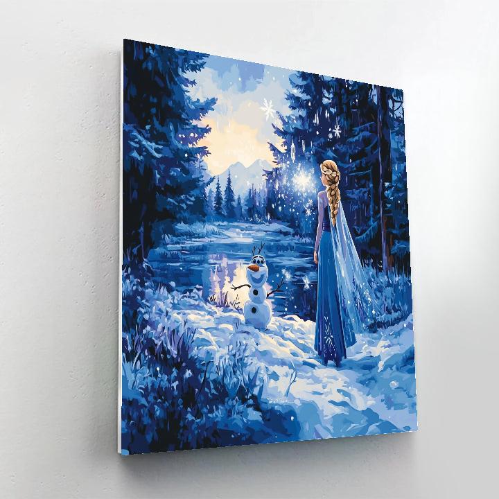 Elsa And Olaf Snowy Surprise Number painting