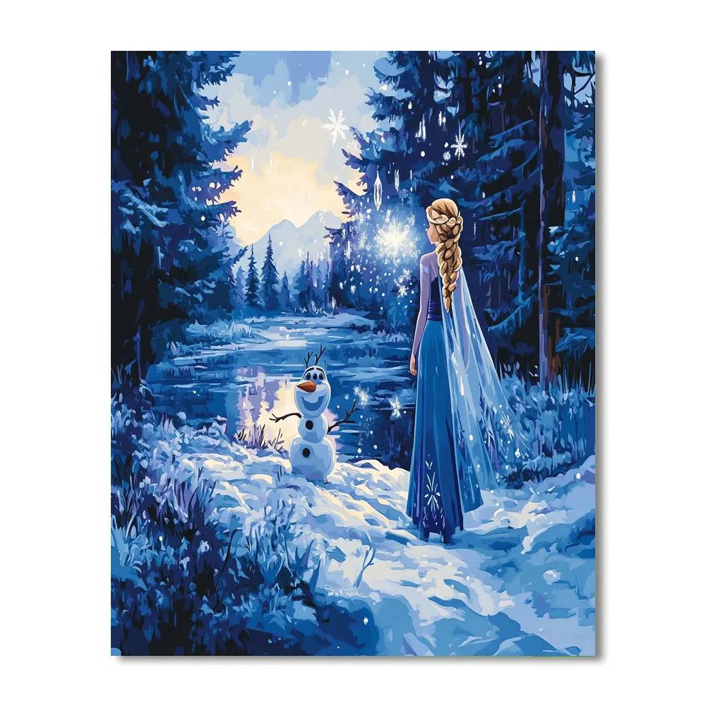 Elsa And Olaf Snowy Surprise Number painting