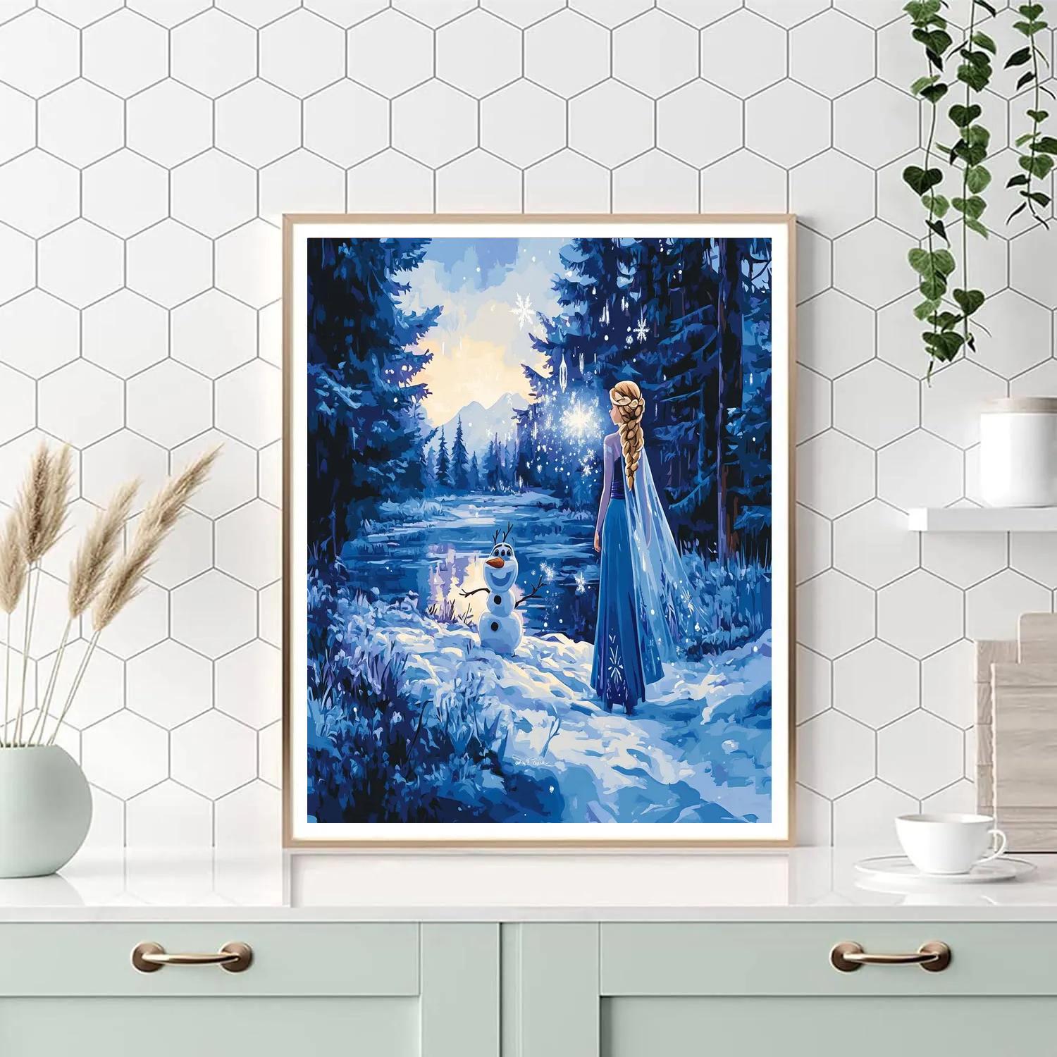 Elsa And Olaf Snowy Surprise Number painting