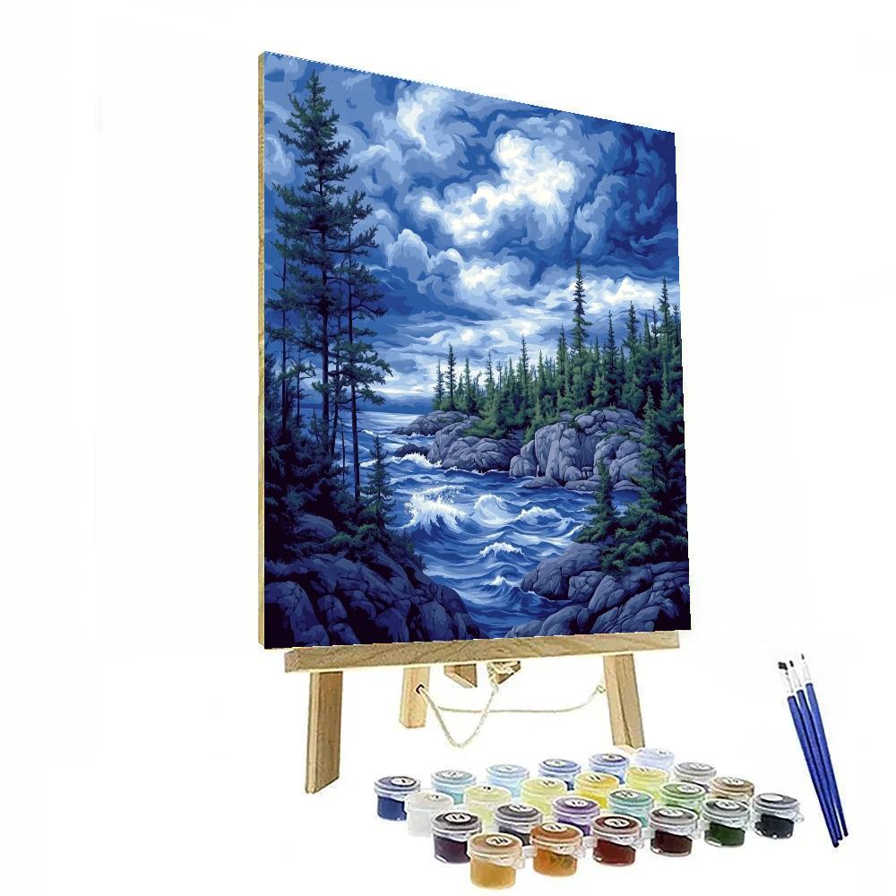 Arthur Lismer Inspired Turbulent Sky Over Georgian Bay paint by numbers