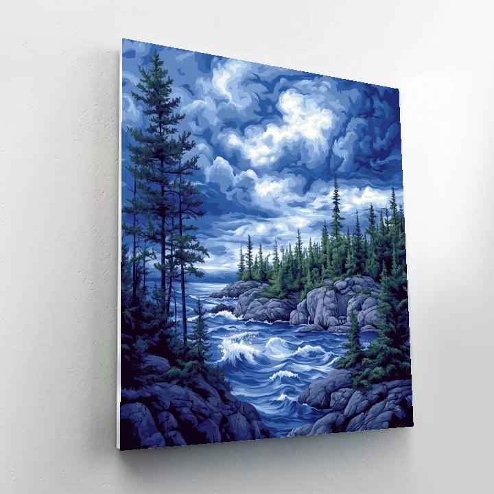 Arthur Lismer Inspired Turbulent Sky Over Georgian Bay paint by numbers