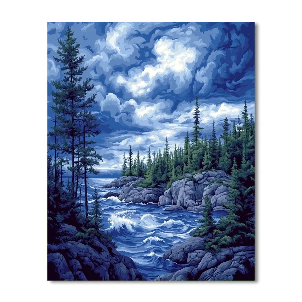 Arthur Lismer Inspired Turbulent Sky Over Georgian Bay paint by numbers