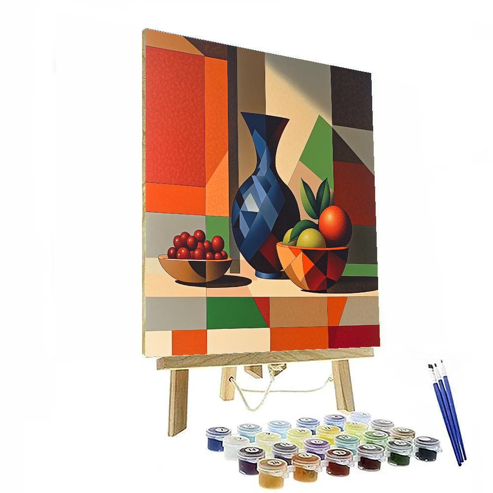 Pablo Picasso Inspired Fractured Still Life With Angular Vase Paint by numbers kits