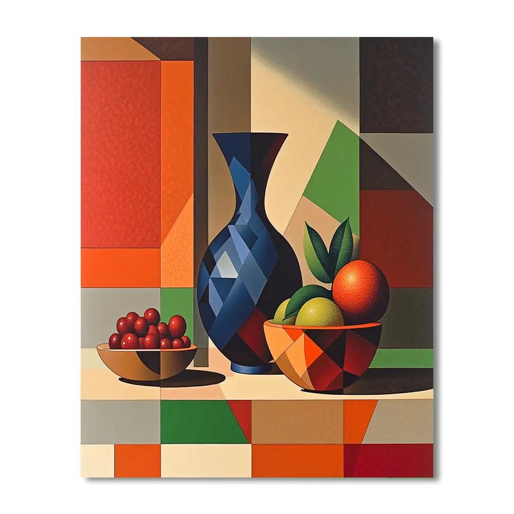 Pablo Picasso Inspired Fractured Still Life With Angular Vase Paint by numbers kits