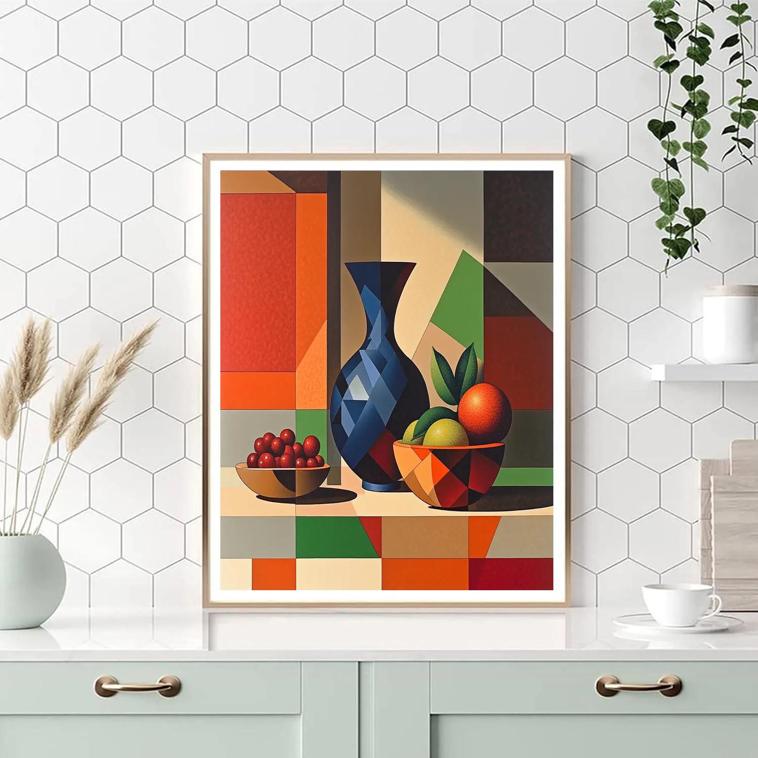 Pablo Picasso Inspired Fractured Still Life With Angular Vase Paint by numbers kits