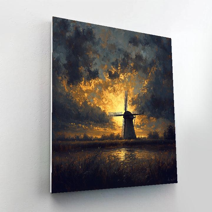 Rembrandt Inspired Twilight Windmill Silhouette Paint by numbers kits