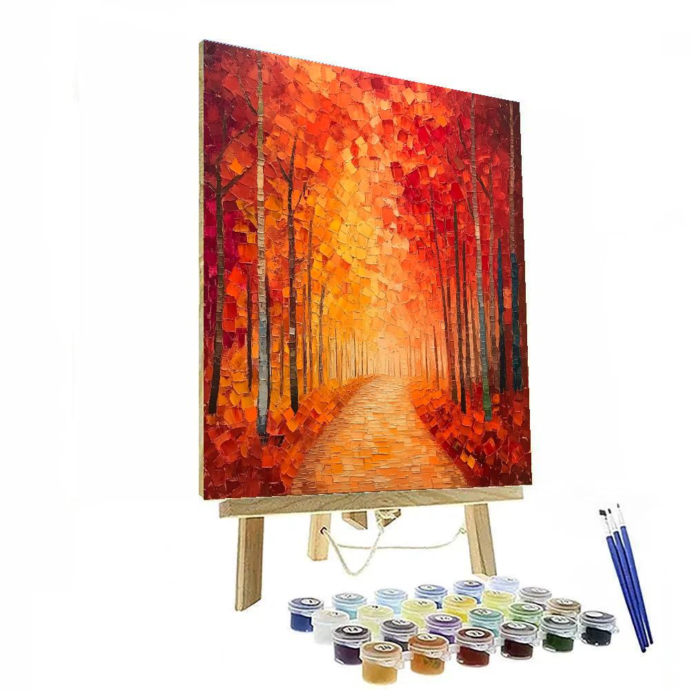 Jean-Paul Riopelle Inspired Autumn Flame Abstract Forest paint by numbers