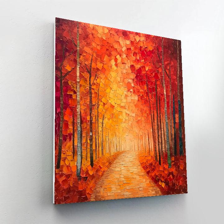 Jean-Paul Riopelle Inspired Autumn Flame Abstract Forest paint by numbers