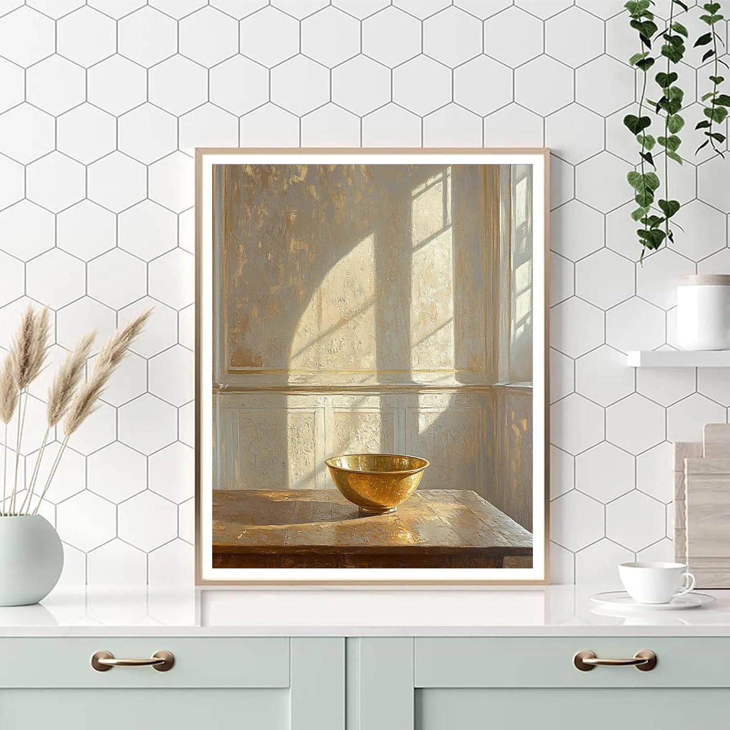 Johannes Vermeer Inspired Tranquil Still Life With Golden Bowl DIY paint by numbers