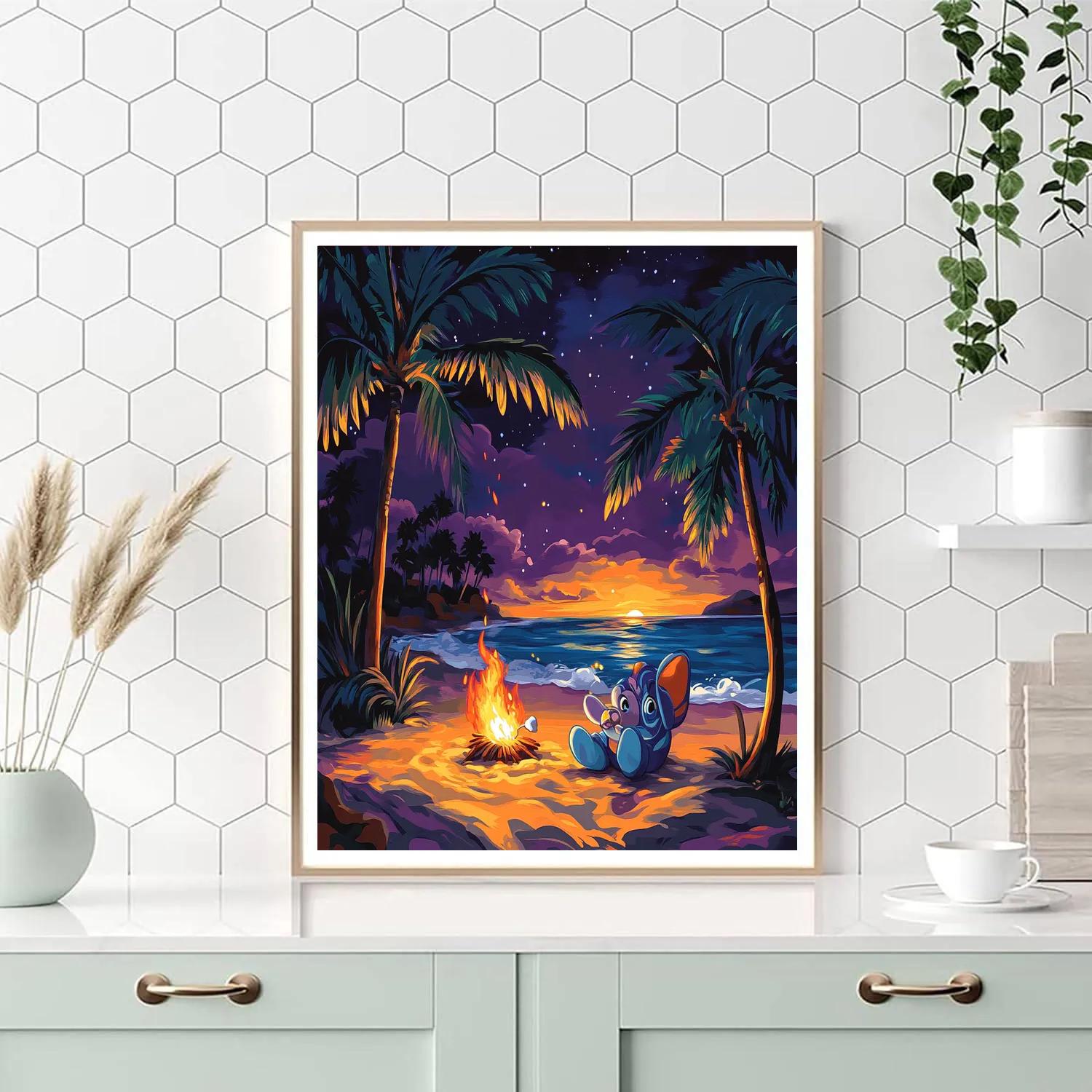 Stitch Beach Bonfire paint by color