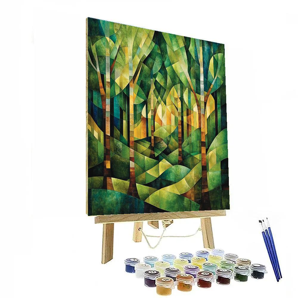 Pablo Picasso Inspired Angular Forest Cubism Number painting