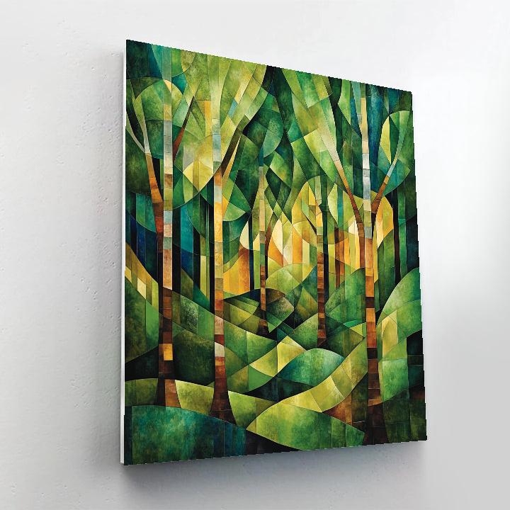 Pablo Picasso Inspired Angular Forest Cubism Number painting
