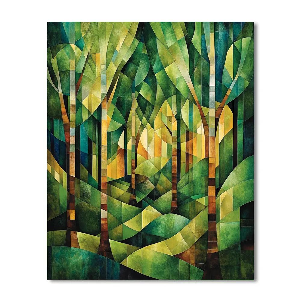Pablo Picasso Inspired Angular Forest Cubism Number painting
