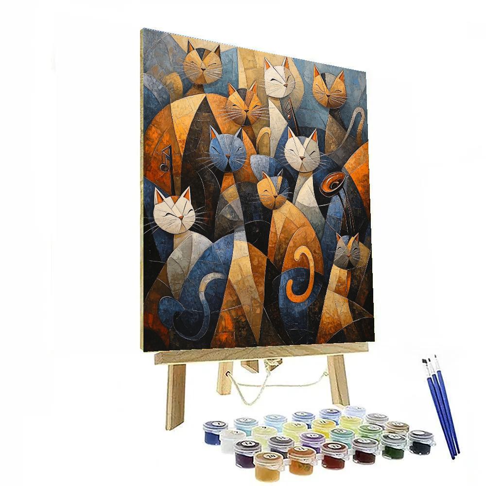 Picasso Inspired Abstract Jazz Cats painting number kit