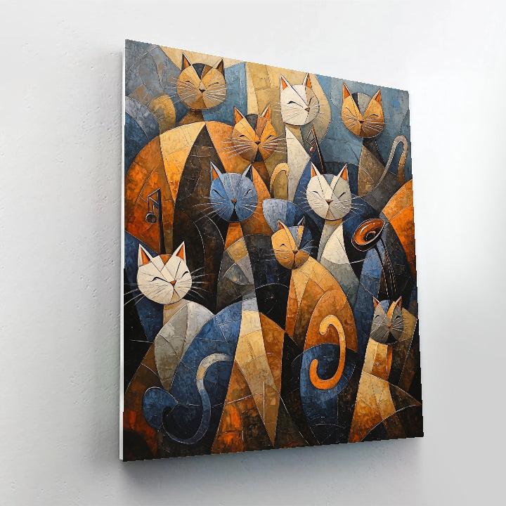 Picasso Inspired Abstract Jazz Cats painting number kit