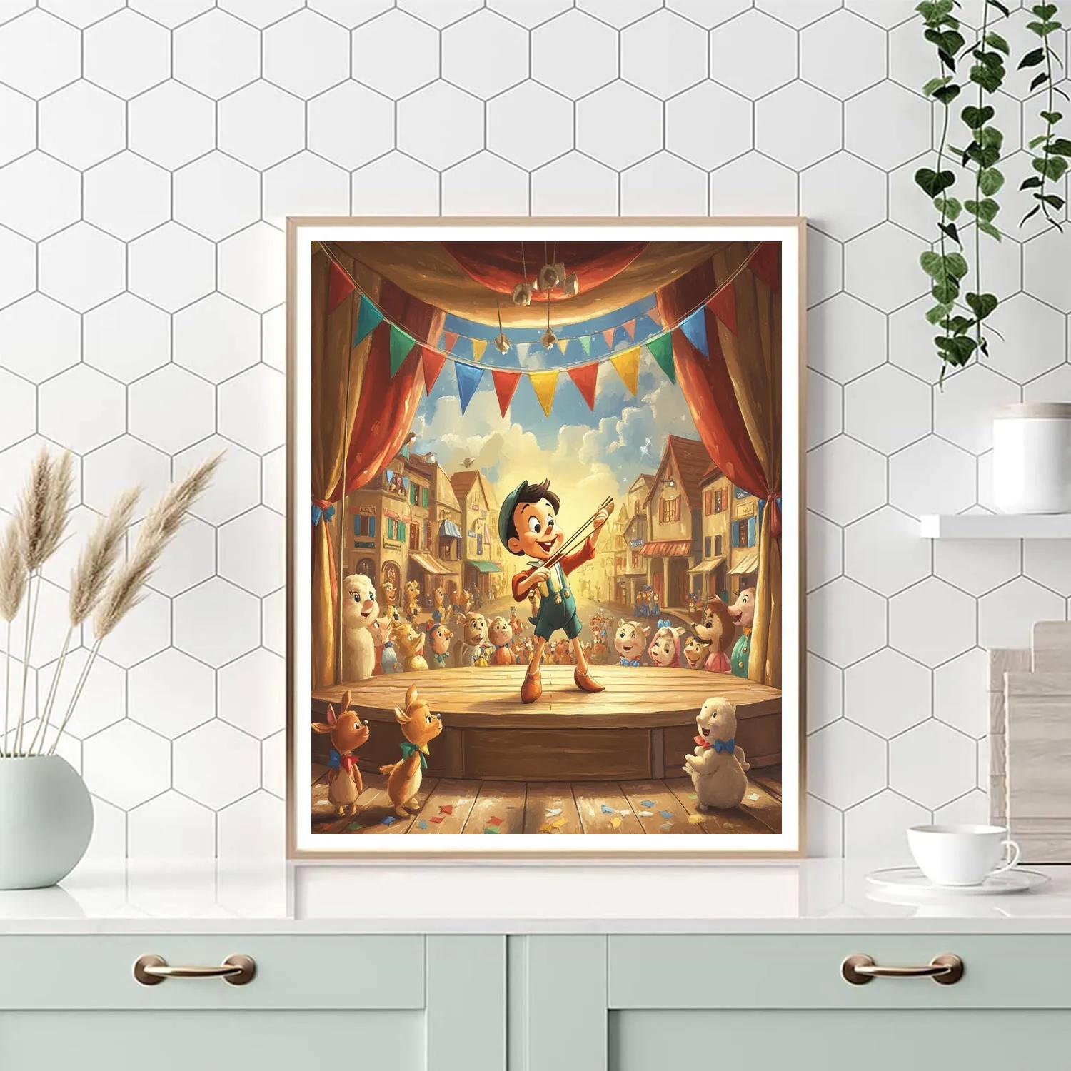 Pinocchio Puppet Theater Number painting