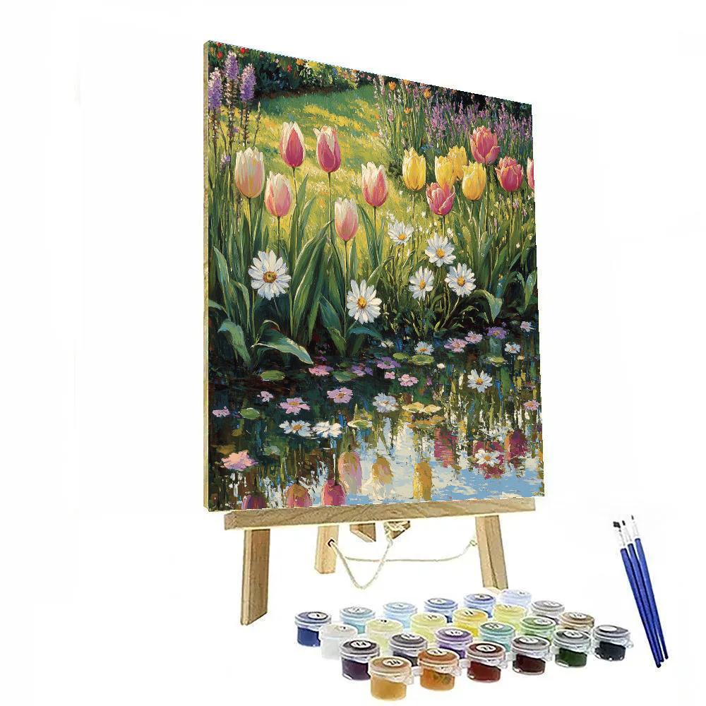 Monet Inspired Tranquil Garden Landscape paint by number