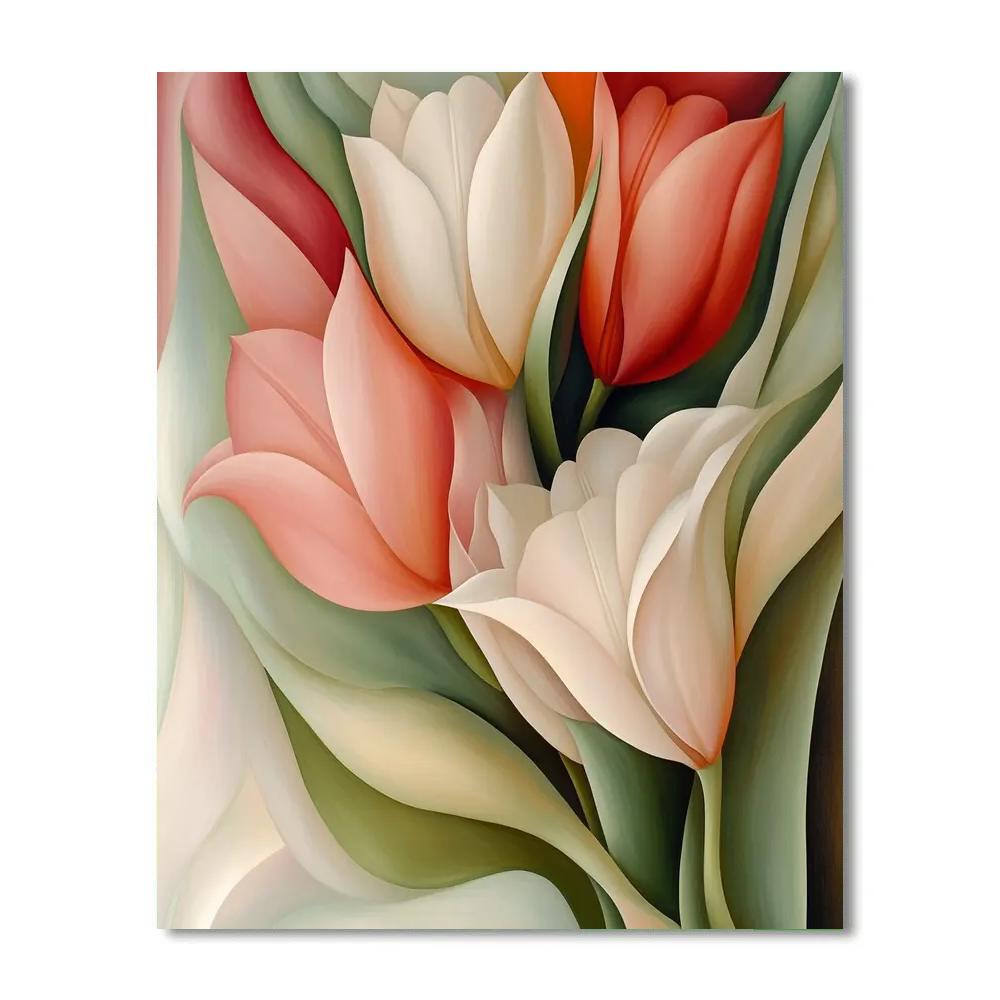 Georgia OKeeffe Inspired Abstract Floral Forms Number painting