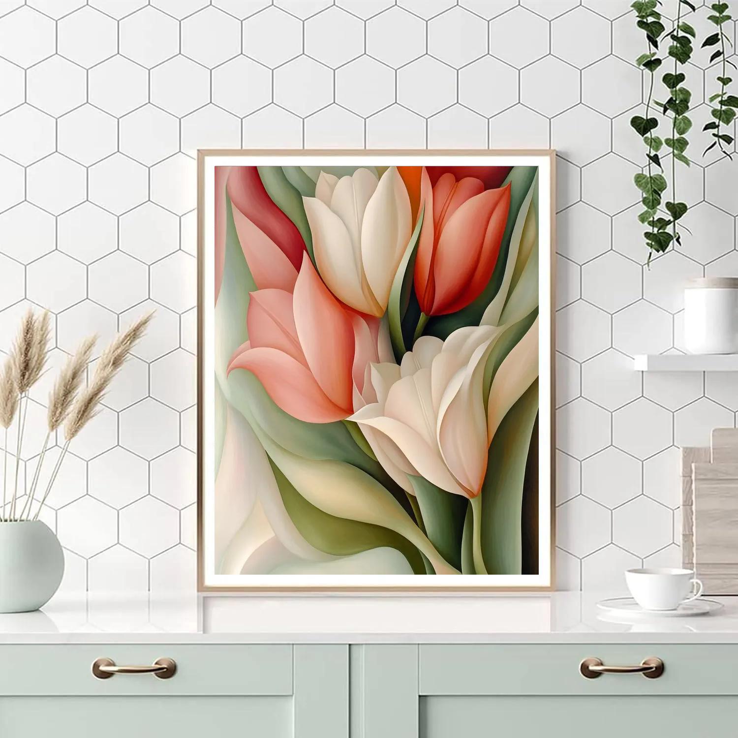 Georgia OKeeffe Inspired Abstract Floral Forms Number painting
