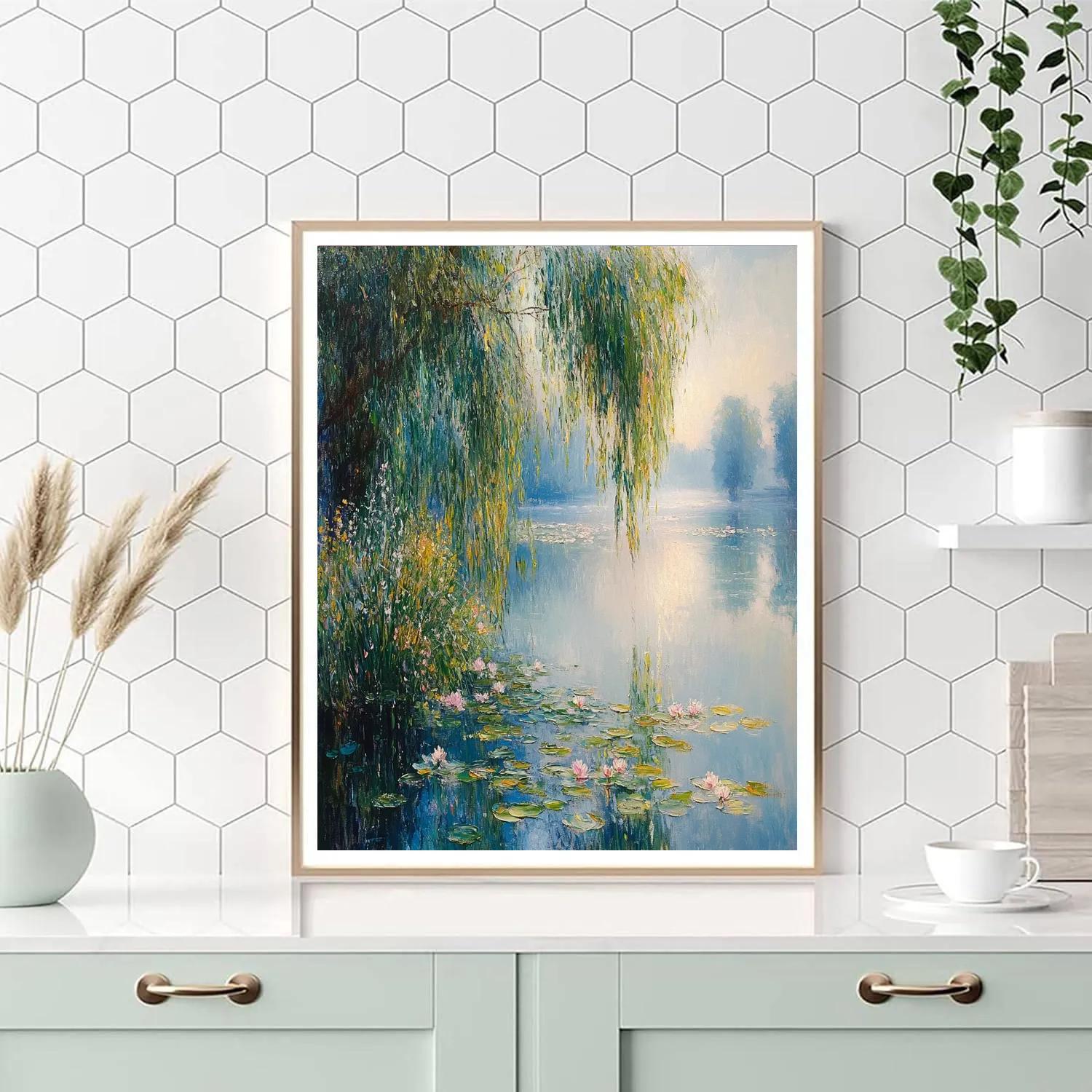 Claude Monet Inspired Misty Lakeside Morning Paint by numbers kits