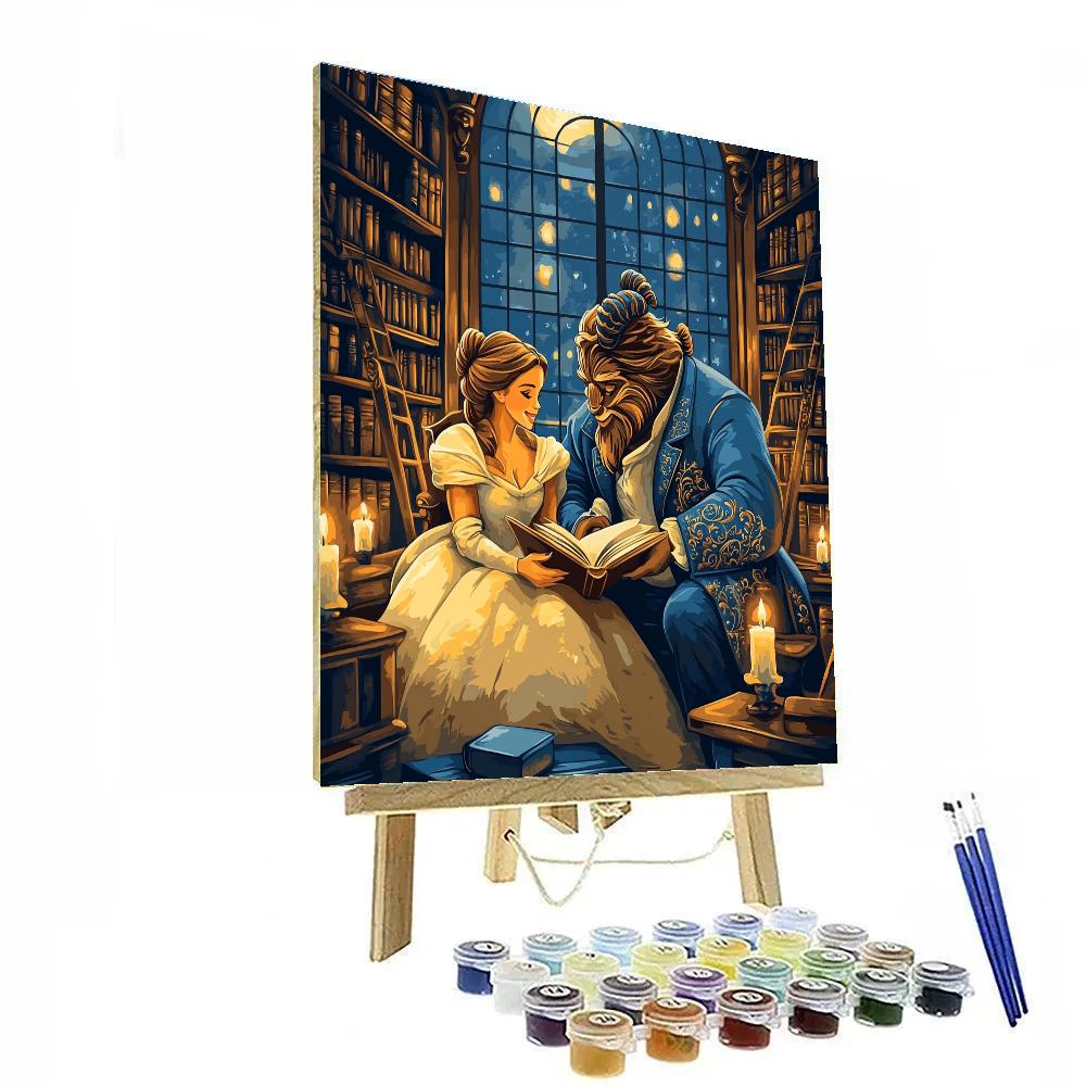 Belle And Beast Library Evening paint by color