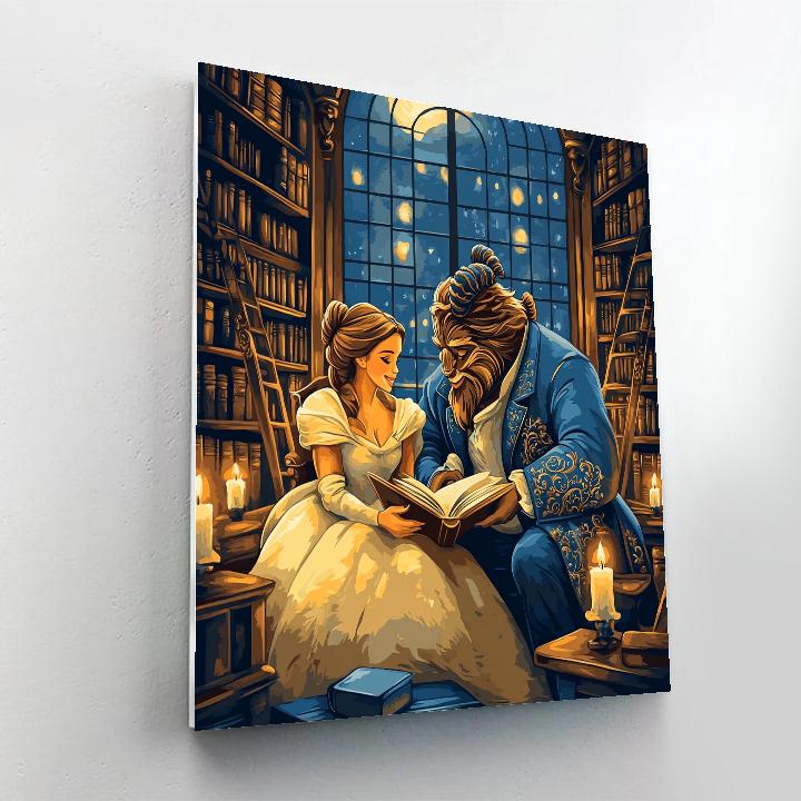 Belle And Beast Library Evening paint by color