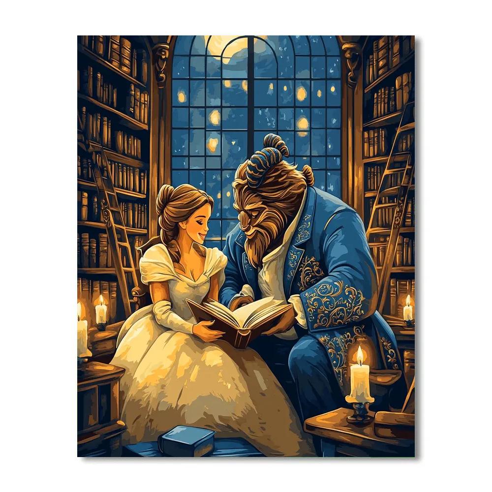 Belle And Beast Library Evening paint by color